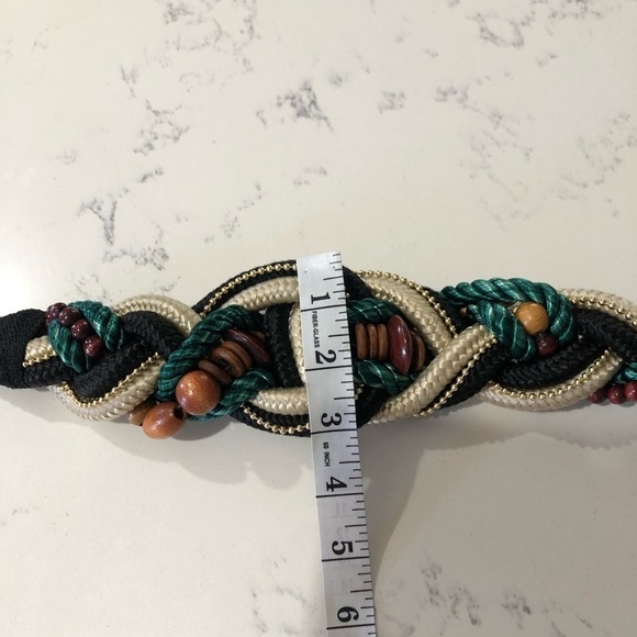 Twist Rope Lace Bead Ribbon Tie Belt Multicolor - Picture 9 of 10